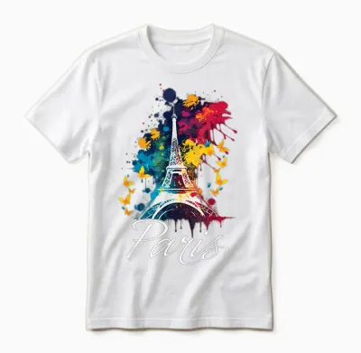 Eiffel Tower Paris Girls Travel Holiday France Souvenir T-Shirt, Black Unisex T-Shirt - White