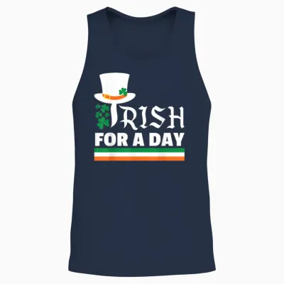 Irish for a Day Happy St. Patrick's Hat Tee Erwachsene Männer Frauen Unisex Tank Top - Navy