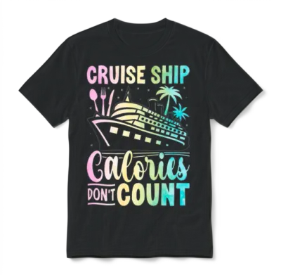 Cruise Ship Calories Don T Count Matching Cruise Unisex T-Shirt - Black