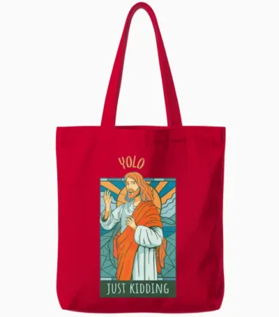 Funny Jesus Tote Bags - Red