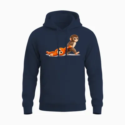 Retro Cute Monkey Punch Ultimately I Have to Be Brave Viral Unisex Hoodie - Navy