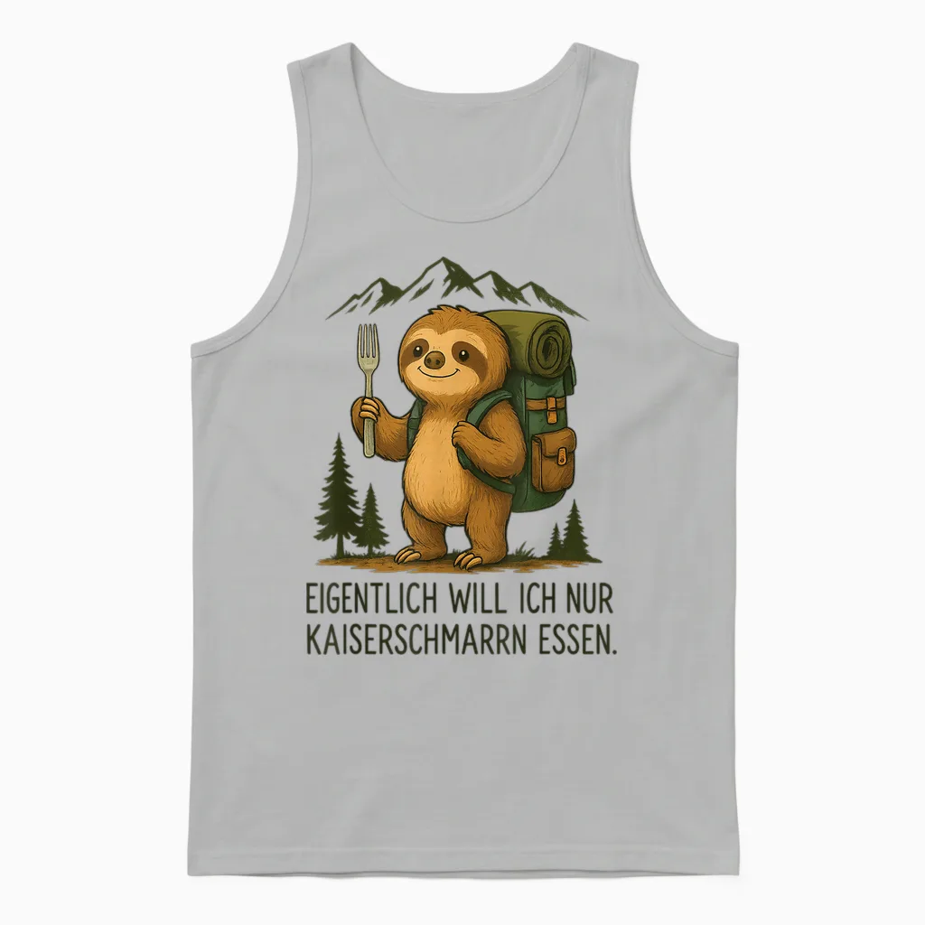 Süßes Faultier Kaiserschmarrn Lustiges Bergsteiger Wander Unisex Tank Top in Ash