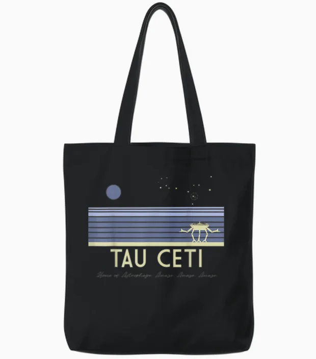Project Hail Mary, Tau Ceti Tote Bags in Black