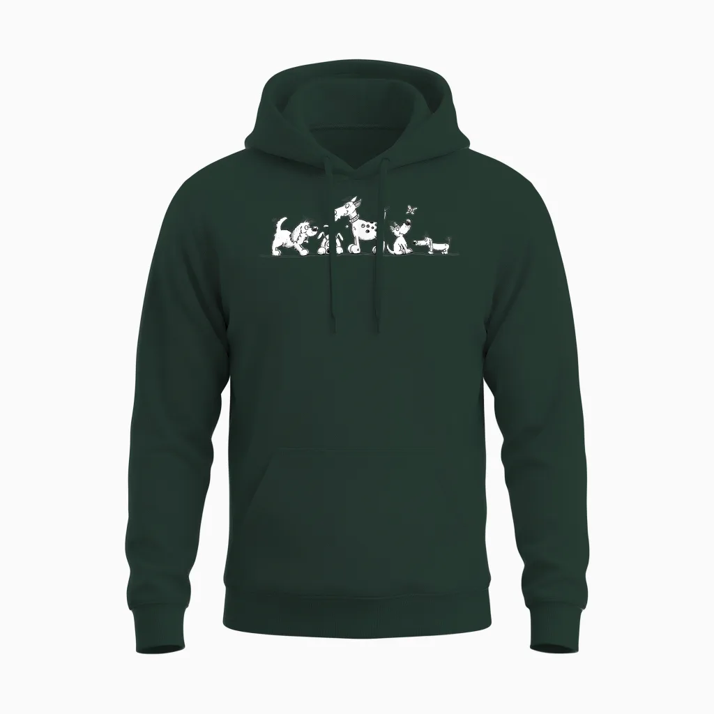 Lustiges Hunde Motiv Mit Cartoon Hunden Für Hundeliebhaber Unisex Hoodie in Forest
