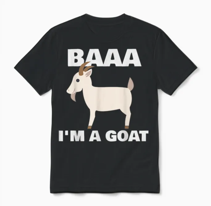 Baa I'm a Goat Costume Animal Funny Halloween Party Goat Unisex T-Shirt in Black