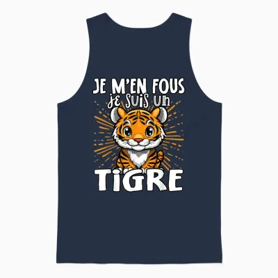 Je M'en Fous Je Suis Un Tigre - Cute Tiger T-Shirt, Black, S Unisex Tank Top - Navy