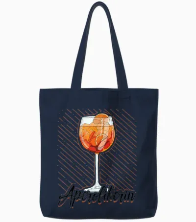 Aperolic Drink Aperitif Spritz T-Shirt, White Tote Bags - Navy