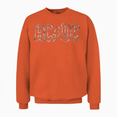 Ac/dc Rock Music Band Jagged Logo T-Shirt, Black Unisex Sweatshirt - Orange