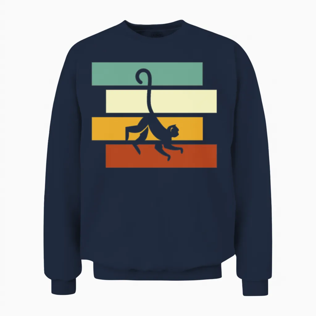 Monkey Retro Unisex Sweatshirt in Navy