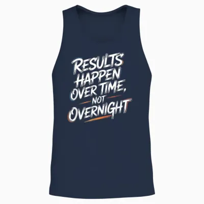 Results Happen Over Time, Not Overnight - Motivation Unisex Tank Top - Navy