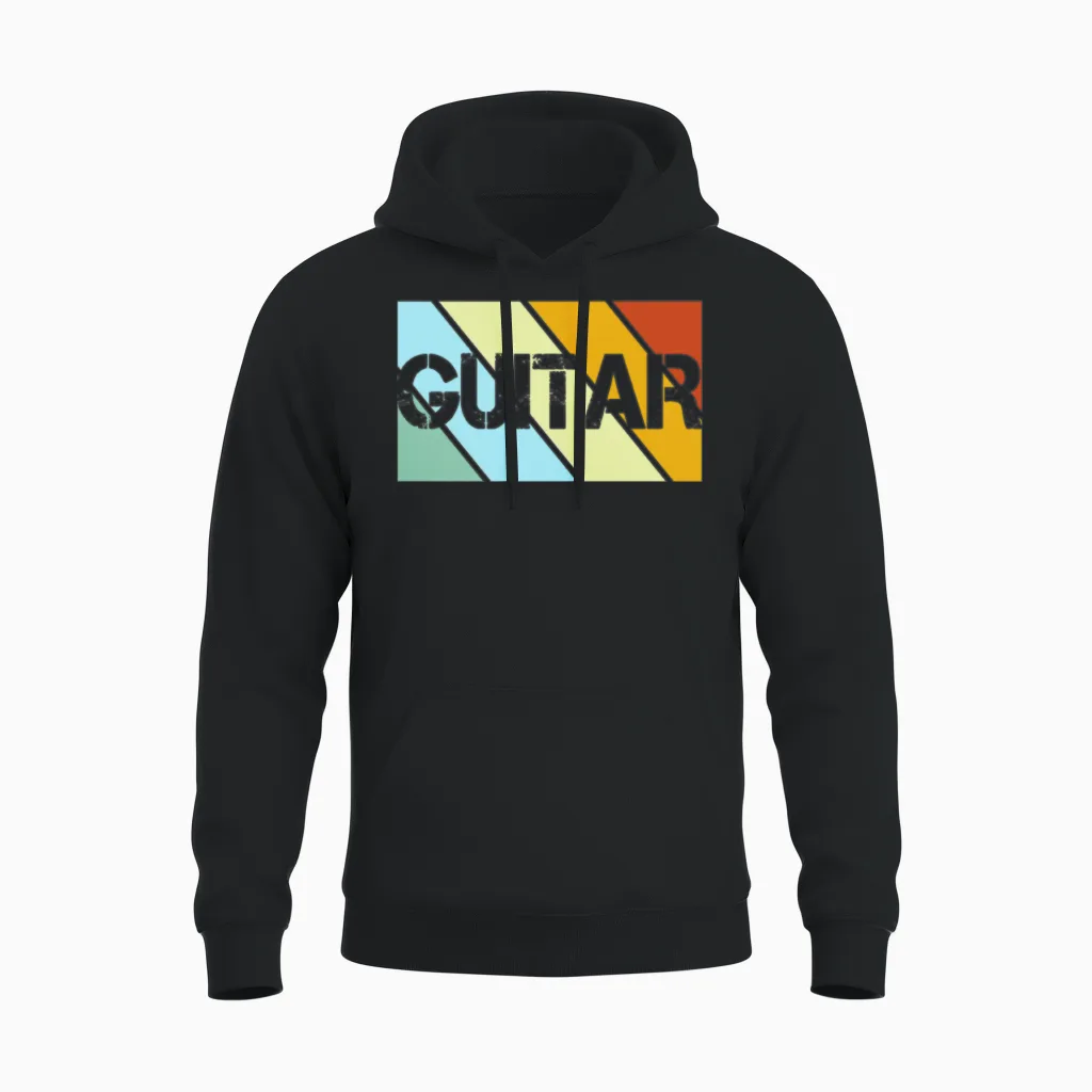 Guitar Retro Unisex Hoodie in Black
