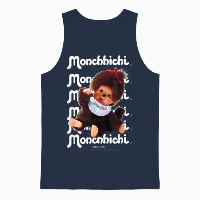 Monchhichi Cute Thumbs Up Fluffy Little Guy Vintage Photo Unisex Tank Top - Navy