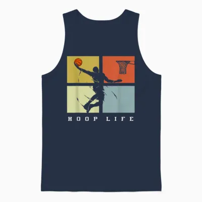 Basketball Hoop Life Player Retro Gift Men Boys Unisex Tank Top - Navy