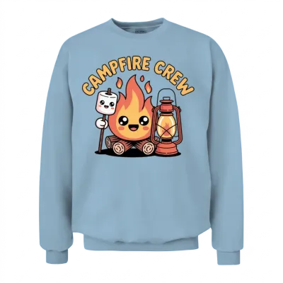 Cute Pastel Campfire Marshmallow Lantern Kawaii Unisex Sweatshirt - Light Blue