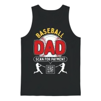 Baseball Dad Scan for Payment Funny Sports Design Unisex Tank Top - Black – 1