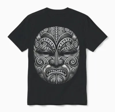 Mask Maori Design New Zealand Haka Kiwi Land Aotearoa Nz T-Shirt, Black, S Unisex T-Shirt - Black