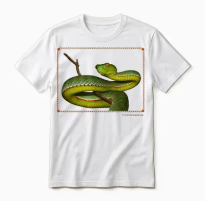Real Green Pit Viper T-Shirt – Wildlife Design Unisex T-Shirt - White