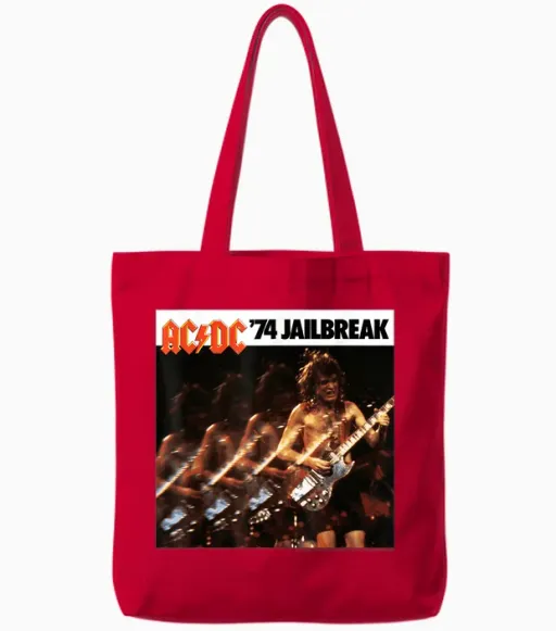 Ac/dc '74 Music Band Jailbreak Concert Ambiance Tote Bags in Red