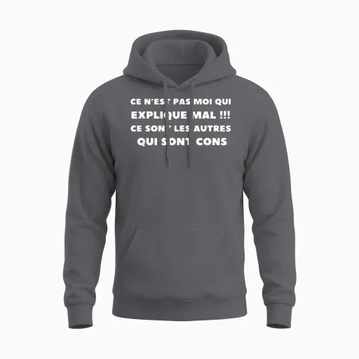 Man It Is Not Me Who Explains Badly Others Are Cunts T-Shirt, Black, S Unisex Hoodie - Charcoal
