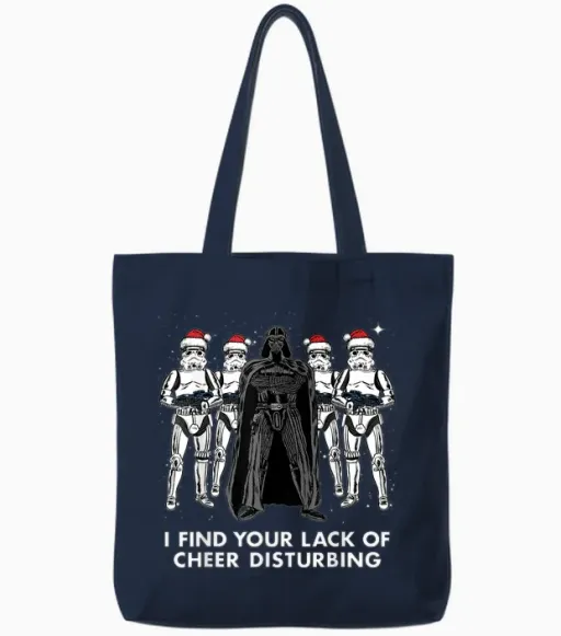 Star Wars Vader Trooper Lack Cheer Christmas Graphic Tote Bags in Navy