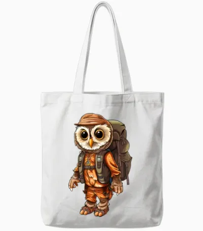 Owls Mountaineer / Hiking Owl Tote Bags - White