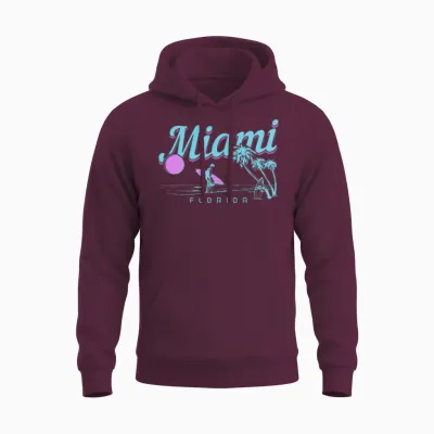 Miami Beach Florida Surfer Unisex Hoodie - Maroon