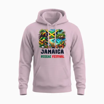 Jamaica Reggae Festival Unisex Hoodie - Light Pink