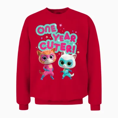 Disney Junior Superkitties Birthday Kitties One Year Cuter Unisex Sweatshirt - Red