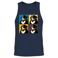 Pop Bernese Mountain Dog Dog Portrait Unisex Tank Top - Navy – 2