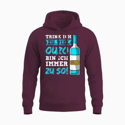 Ouzo Party Griechenland Alkohol Anstoßen Schnaps Saufen Unisex Hoodie - Maroon