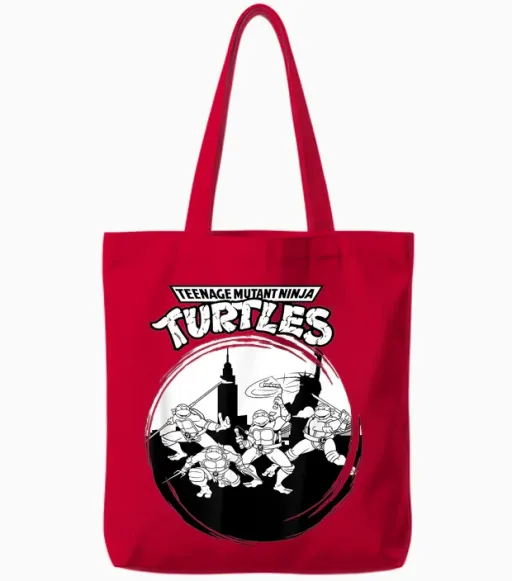 Mademark X Teenage Mutant Ninja Turtles - Original Teenage Mutant Ninja Turtles Black White New York Tote Bags - Red