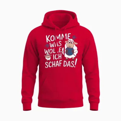 Funny Knit & Crochet Motif - I Sheep the with Wool! T-Shirt, Black, S Unisex Hoodie - Red