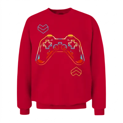 Geometric Gamer Joystick Controller Retro Gaming Unisex Sweatshirt - Red
