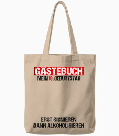 Gästebuch 18 Geburtstag Mann Frau Lustig 18. Geburtstag Deko Tote Bags - Natural