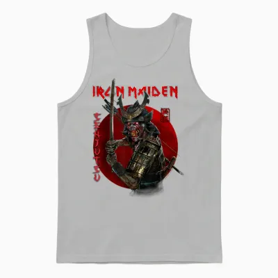 Iron Maiden Circle Red Senjutsu Eddie Unisex Tank Top - Ash