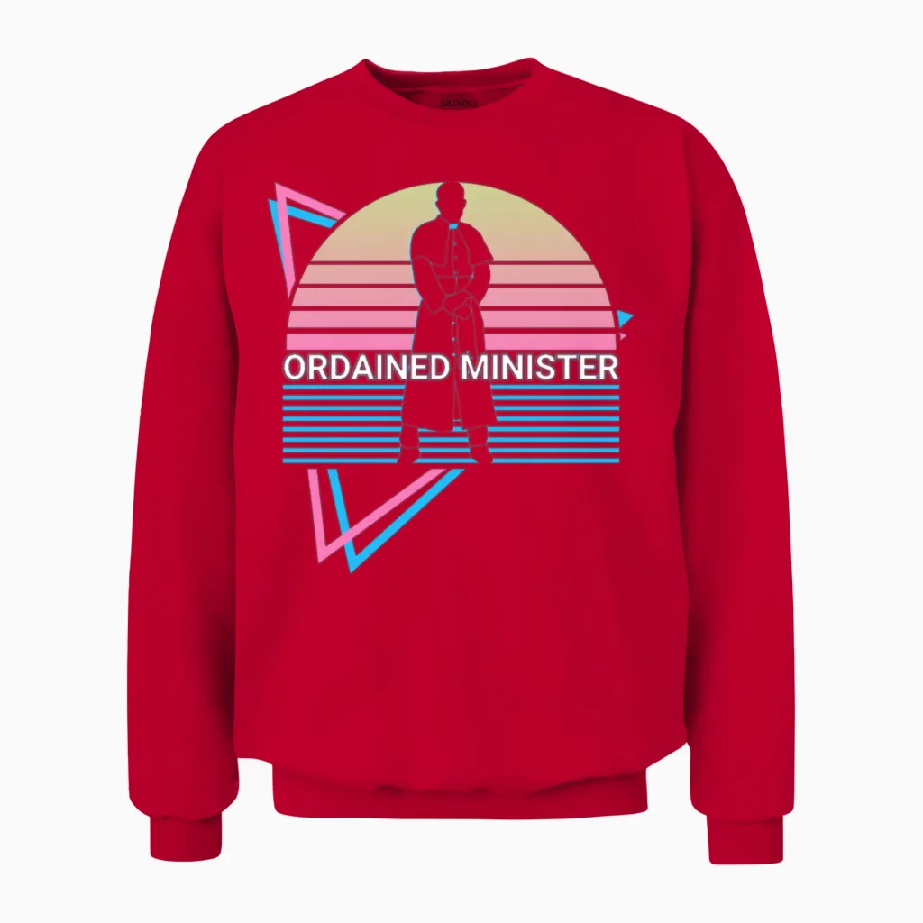 Ordained Minister Retro Unisex Sweatshirt in Red