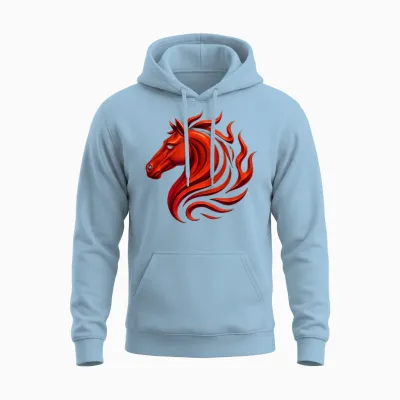 Cheval De Feu Symbole Du Zodiaque Chinois 2026 Nouvel an Lunaire Unisex Hoodie - Light Blue