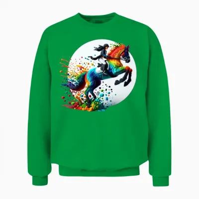 Pixel Horse Woman Unisex Sweatshirt - Irish Green