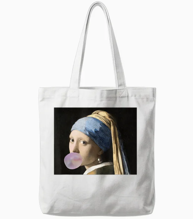 Fine Arts Vermeer Mädchen Mit Kaugummi Für Eine Kunsthacke Tote Bags in White
