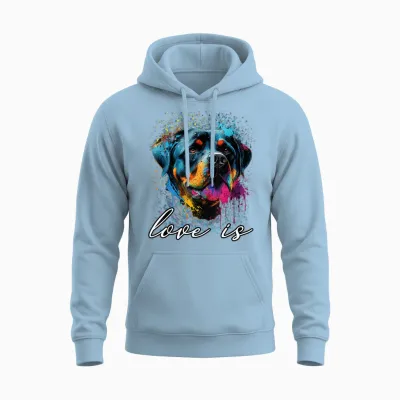 Colorful Splash Art Liebe Ist Mein Rottweiler Rottie Mama Unisex Hoodie - Light Blue