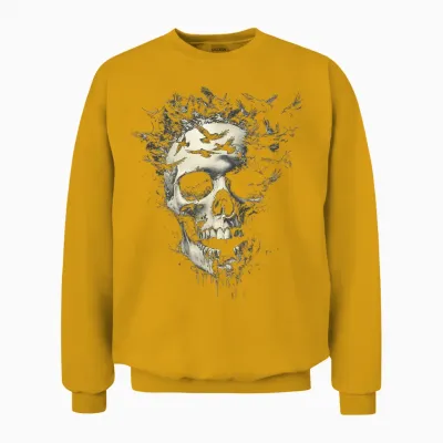 Schmelzender Totenkopf Mit Raben - Gothic Horror Kunst Geschenke Unisex Sweatshirt - Gold
