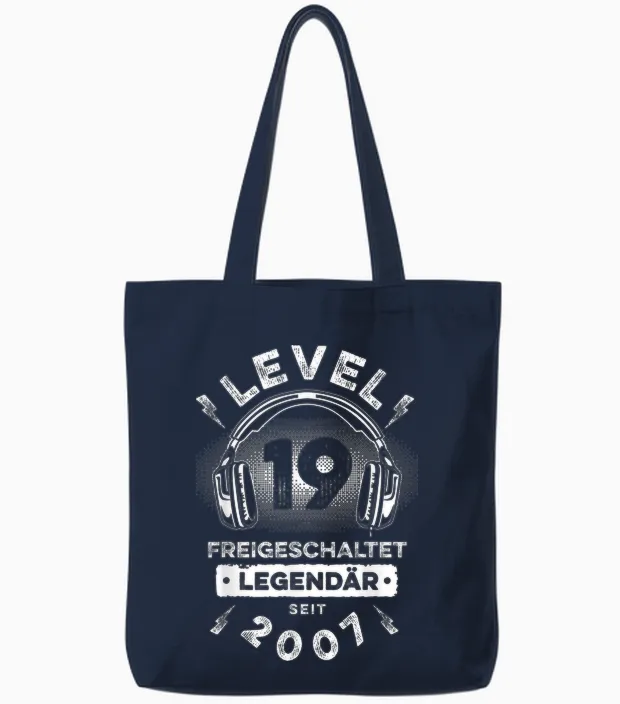 Level 19 Geburtstag Junge Gamer Mann Deko Jahrgang 2007 Tote Bags in Navy