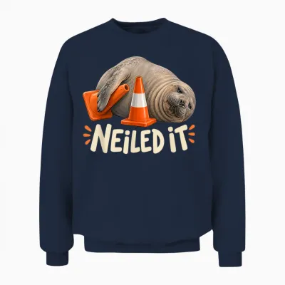 Neil the Seal Neiled It Funny Elephant Seal Meme Unisex Sweatshirt - Navy