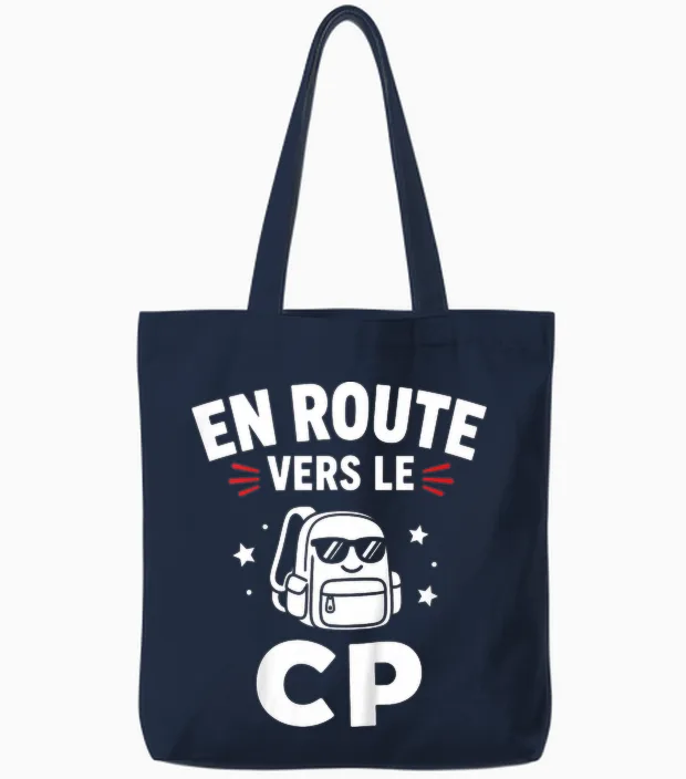 Enfant Humour école élève Rentrée Des Classes En Route Vers Le Cp Tote Bags in Navy