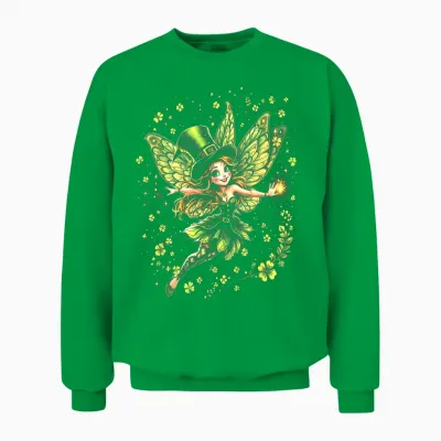 St. Patrick's Day Magical Irish Fairies for Women and Kids T-Shirt, Black, S Unisex Sweatshirt - Irish Green