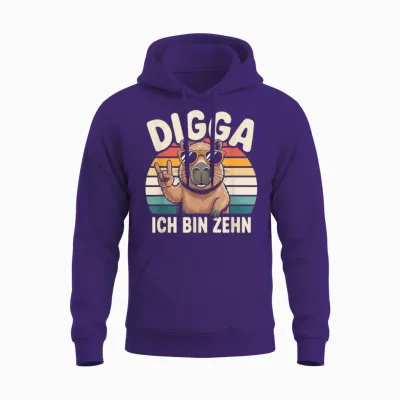 Digga Ich Bin Zehn 10 Geburtstag Junge Capybara Unisex Hoodie - Purple