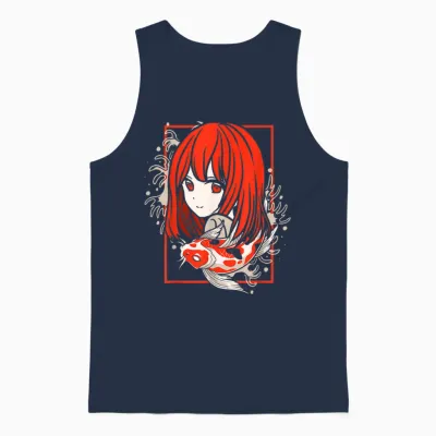 Anime Girl Art Manga Japan Culture Country Man Woman Gift T-Shirt, Black Unisex Tank Top - Navy