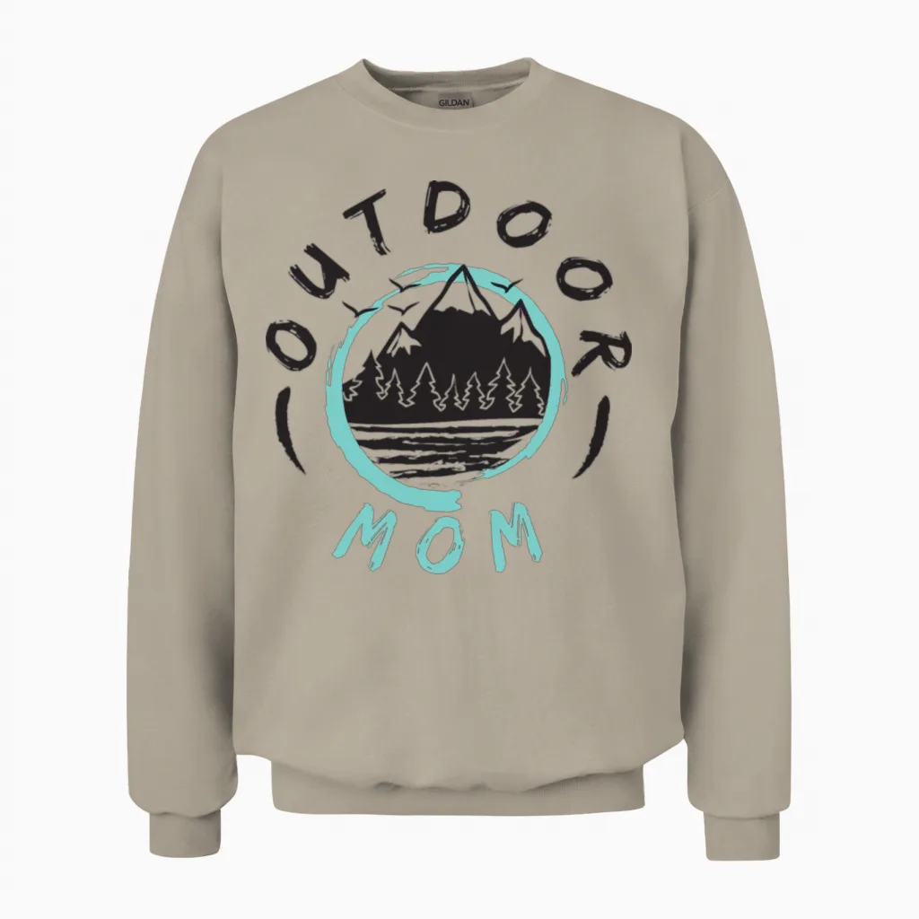 Outdoor Mom Logo Unisex Sweatshirt in Sand