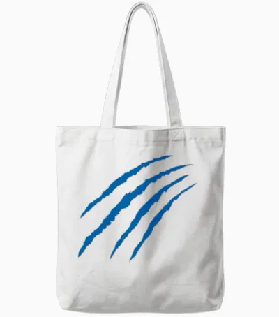 Cat Claw Marks (blue) Tote Bags - White