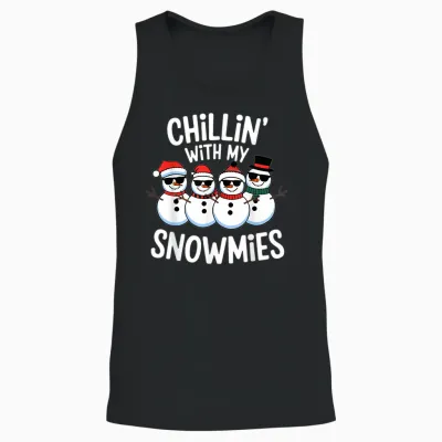 Chillin with My Snowmies Funny Snowman Christmas Kids Boys Unisex Tank Top - Black